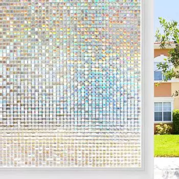 Window Privacy Film Stained Glass Window Film Mosaic Static Cling Decorative Window Vinyl, Non-Adhesive UV Blocking for Home 30x100cm