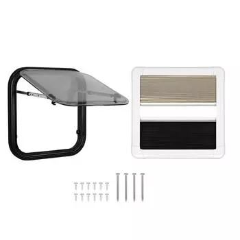 Window RV Window With Blackout Curtain 75° Opening Angle H500mm W500mm Cutout Push Out Window for RV Trailer Van чёрный