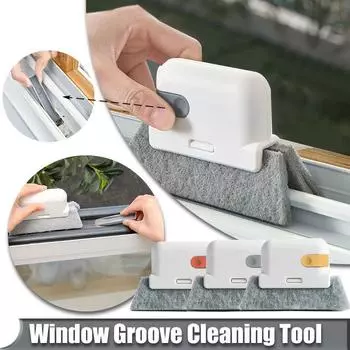 Windowsill Groove Cleaning Brush 2-in-1 Windows Slot Clean Tools Home Deadend Cabinet Crevice Brush Scouring Pad Cleaning Brush жёлтый