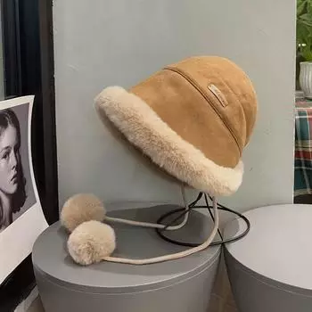 Windproof Fluffy Fur Bucket Hat Autumn Winter Ear Protection Hat Trendy Women s Plush Hat Girls