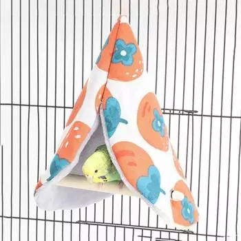 Windproof Hanging Bird Tent Cartoon Print Bird Swing Bed Winter Bird House Bird Hammock Winter оранжевый