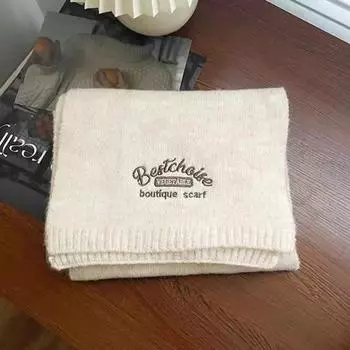 Windproof Knitted Scarf Coldproof Scarves Bib New Neck Wraps Autumn and Winter бежевый