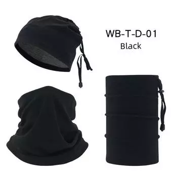 Windproof Neck Hood Cold-Proof Mask Heattech Outdoor Sports Cycling Neckerchief Cover Autumn and Winter Multifunctional Rope Skiing WB-T-D-01 Black One size