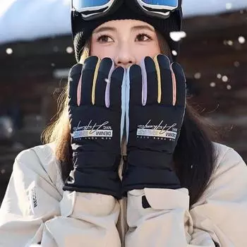Windproof Skiing Gloves Keep Warm Full Finger Mittens Elastic Riding Mittens Driving Purple-style1