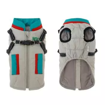 Windproof Winter Cotton Jacket with Harness Adjustable Harness Pet Coat Zipper Thicken Fashion Jacket for Small Medium Large Dog S