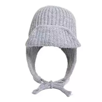 Windproof Women Knitted Hat Solid Color Wool Pullover Hat Fashion Ear Protective Hat Skiing розовый