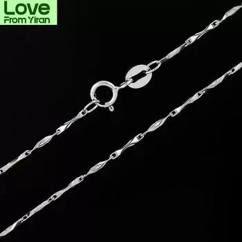 Windshow Настоящее 925 пробы стерлингового серебра Тонкая цепочка слитков цепочка ожерелье для женщин и девочек ювелирные изделия 45 см 18 1 мм колье Kolye 45cm