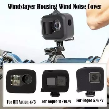 Windslayer Housing, чехол для защиты от ветра и шума, пенопластовый чехол для DJI Osmo Action 4 3 GoPro Hero 11 10 9 7 6 5 Аксессуары для камер