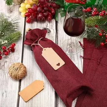 Wine Bags with Drawstrings and Tags Wine Bottle Gift Bags Christmas Wedding Birthday Holiday Party Housewarming Wth Tags кларет