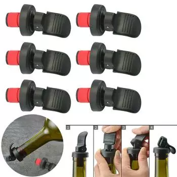 Wine Bottle Stopper Hand Press Seal Cap Beers Cork Plug Lid for Bar Kitchen 2pcs Black