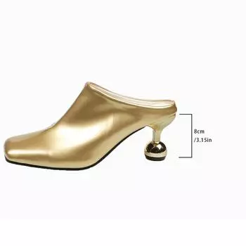 Wine glass and bag head half slippers female popular summer new square head thick heel Mueller shoes with skirt large size high heels 35