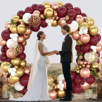 Wine Red Rose Gold Balloon Garland Arch Kit Wedding Birthday Party Decorations Latex Balloons Kids Baby Shower Ballon Globos as picture