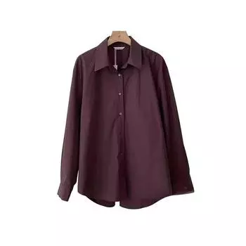 Wine Red Shirts Outerwear Women Spring and Autumn New Young Style Top Korean Series Elegant Loose Slimming Long sleeve Shirt Burgundy XL