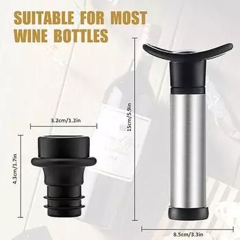 Wine Stopper with Vacuum Wine Pump Wine Preserver Aerator Rubber Black Stoppers Sealing Preserver Drinks Bottle Silicone Caps