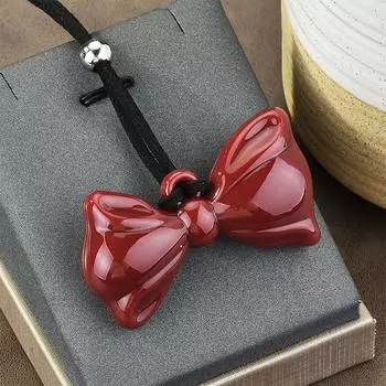 Winered Red Bow Knot And Love Heart Rope Necklace Choker For Women Girls Adjustable Minimalist Style Party Accessory Gift as the picture