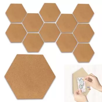 WinJapan Cork Sheet 12 шт. Пробковая доска, большой шестиугольный настенный пробковый коврик Д230 x Ш199 x В6 мм (12)