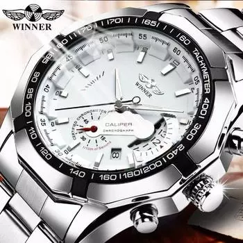 WINNER Fashion and Leisure Полый календарь Светящиеся автоматические механические часы