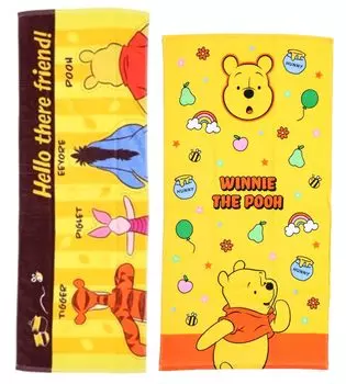 Winnie the Pooh Junior Bath Towel Bath Set of 2 Friends (Mini Towel) [Yellow Groovy]