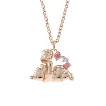 Winnie the Pooh Silver Necklace Pendant Pink Gold Coated Honey Cubic Zirconia VPCDSW0053 [Disney]