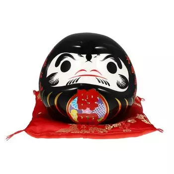 WINOMO Дарума Дарума Копилка Украшение Традиционное Ремесло Керамическая Милая Подушка Включена В Комплект Складной Интерьерный Сберегательный Подарок Черный Амулет