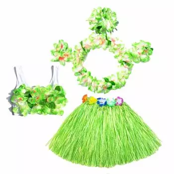 WINOMO Hula Dance Hula Dance Lei 6 Piece Hawaiian Halloween 40cm Costume, Costume, Skirt, Set, Goods, Costume,