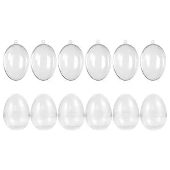 WINOMO Пасхальное яйцо Пластиковые шарики Упаковка из 12 прозрачных яичных капсул Легко открываются и закрываются Подарочная упаковочная коробка Прозрачная подарочная коробка Пасха своими руками