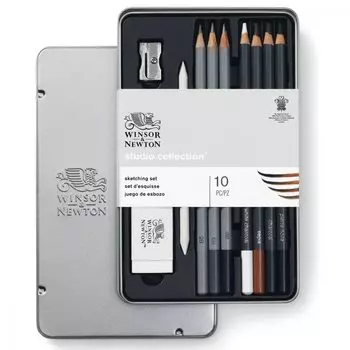 Winsor Newton Windsor Newton Pencil Studio Collection Набор для рисования Графитный карандаш Угольный карандаш 490010 & & & (7 + 3)