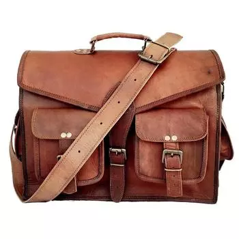 винтажная сумка-мессенджер из козьей кожи настоящая сумка-портфель из натуральной кожи для ноутбука коричневый портфель 15 x 11 x 5 in коричневый