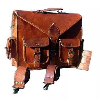 винтажная сумка-мессенджер из козьей кожи настоящая сумка-портфель из натуральной кожи для ноутбука коричневый портфель 15 x 11 x 5 коричневый