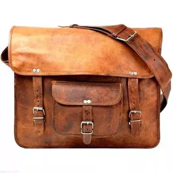 винтажная сумка-мессенджер из козьей кожи настоящая сумка-портфель из натуральной кожи для ноутбука коричневый портфель 16 x 12 x 4 in коричневый