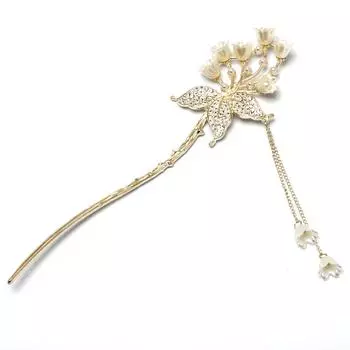винтажные палочки для волос с ландышами, китайские, с жемчугом, со стразами, с кисточкой, палочки-шпильки для волос, заколки, дисковые палочки, шпильки, головной убор