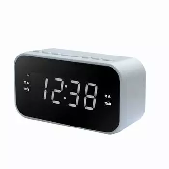 WINTECH Clock Radio Alarm Clock Digital Double Alarm Snooze Function 2 LED Alarms Digital Display Desk Clock Dual Alarm Japanese Display White LED