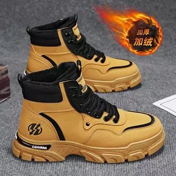 Winter 2024 new medium and high-top fashion British tooling men s shoes heightened platform outdoor warm Martin boots men 39