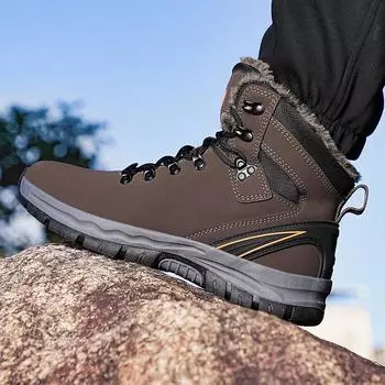 Winter Ankle Boots Outdoor Snow Hiking Men s Boots Sneakers Motorcycle Mountain Boots Warm Men s Boots Winter 39 чёрный