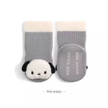 Winter Anti-Slip Baby Floor Socks Warm Thick Newborn Infoor Socks Cute Cartoon Dog Non-Slip Toddler Socks XS(0-6M)
