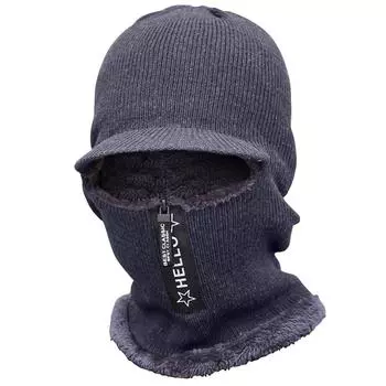 Winter Beanie Hat One Piece Unisex Thick Knit Beanie Cap Neck Warmer for Cycling чёрный