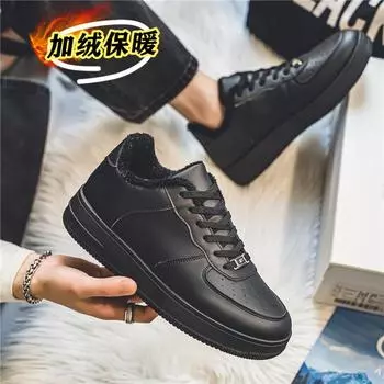 Winter board shoes couple cotton shoes little white shoes low-top leather surface velvet and cotton warm large size casual shoes 39