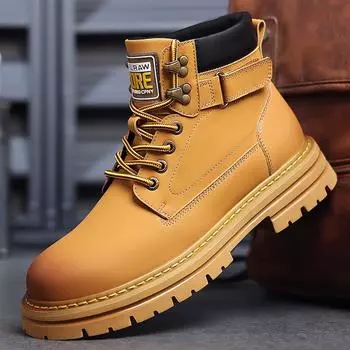 Winter Boots Genuine Leather Men s Boots 2024 British Style Boots Rhubarb Boots Luxury Snow Boots Outdoor Combat TrendShoes 38