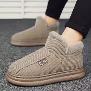 Winter Boots Mens 2024 Outdoor Waterproof Snow Boots High Quality Cotton Shoes Men Plush Ankle Boots Warm Snow Sneakers 38 серый