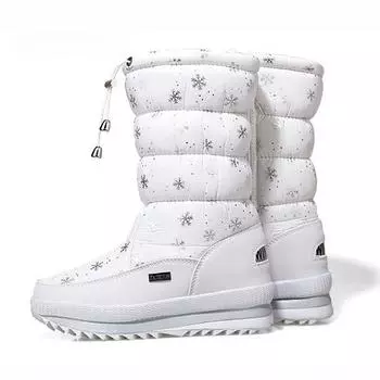 Зимние ботинки женские теплые зимние ботинки нескользящие до середины голени толстые плюшевые туфли на платформе для женщин ботильоны базовая женская обувь 36