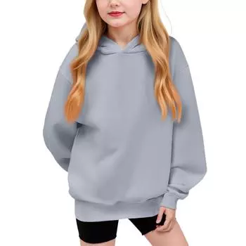 Winter Boy And Girls Solid Color Long Sleeved Hooded Sweatshirt Tops 100