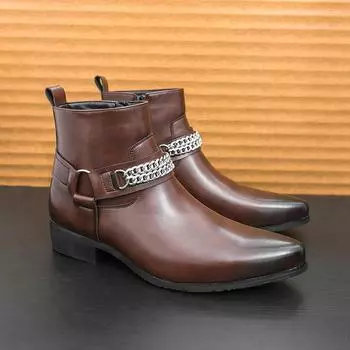 Winter Business Men Chelsea Boots Black Brown Men Comfortable Fashionable Pointed Rider Boots Outdoor Training Boots Sizes 38-46 38