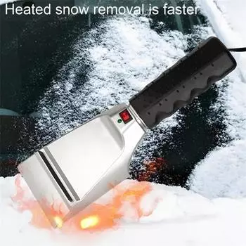Winter Car Heating Ice Scraper, Automotive Electric Heated Windshield Window Snow Shovel Wiper Remover Powered 12V Socket, Universal For Vehicles One Size
