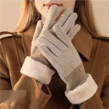 Winter Cashmere Women s Warm Gloves Non slip Touch Screen Outdoor Riding Gloves Fashionable Windproof Korean Style Plush Gloves