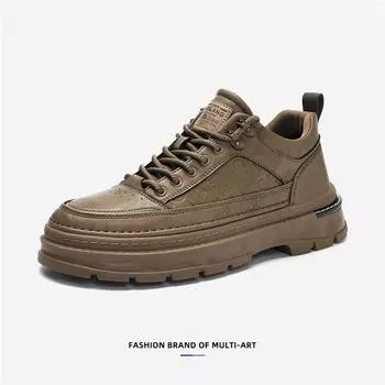 Winter Casual Leather Shoes British Trend Mid-Help Tooling Board Shoes Platform Men S Martin Boots 39