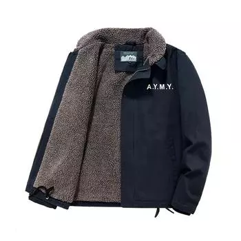 Зимнее повседневное мужское бархатное утолщенное лацканное хлопковое пальто в стиле милитари, свободное пальто из овечьей шерсти для мужчин M