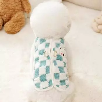 Winter Cat Dog Clothes with Buckle Sweet Bear Print Fleece Dog Coat for Small Dogs Bichon Chihuahua Cardigan Puppy Button Jacket S коричневый