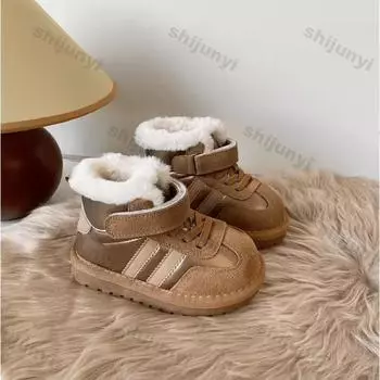Winter Children s Baby Boots 2025 New Plush Comfortable Warm Cotton Shoes Children Anti Kick Plush Anti Slip Outdoor Snow Boots 15-size-inner-12.0cm белый