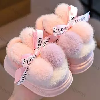 Winter Children s Baby Cotton Slippers 2025 Winter Cute Cartoon Boys Girls Indoor Super Warm Soft Anti Slip Comfort Cotton Shoes 22-23-Inner-14cm