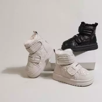 Зимние детские хлопковые ботинки для мальчиков, школьников, девочек, утепленные, модные, удобные, зимние ботинки 22 бежевый